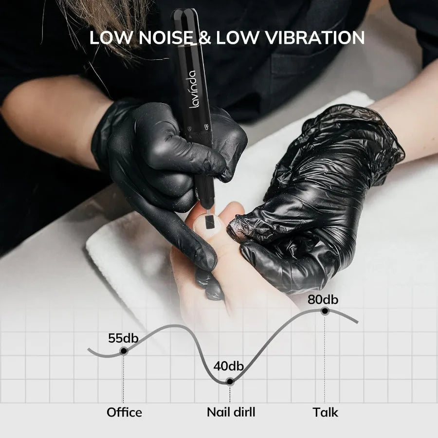 Professional Rechargeable Nail Drill Machine with Diamond 35000RPM Coreless Motor for Acrylic Nails Portable Cordless Electric