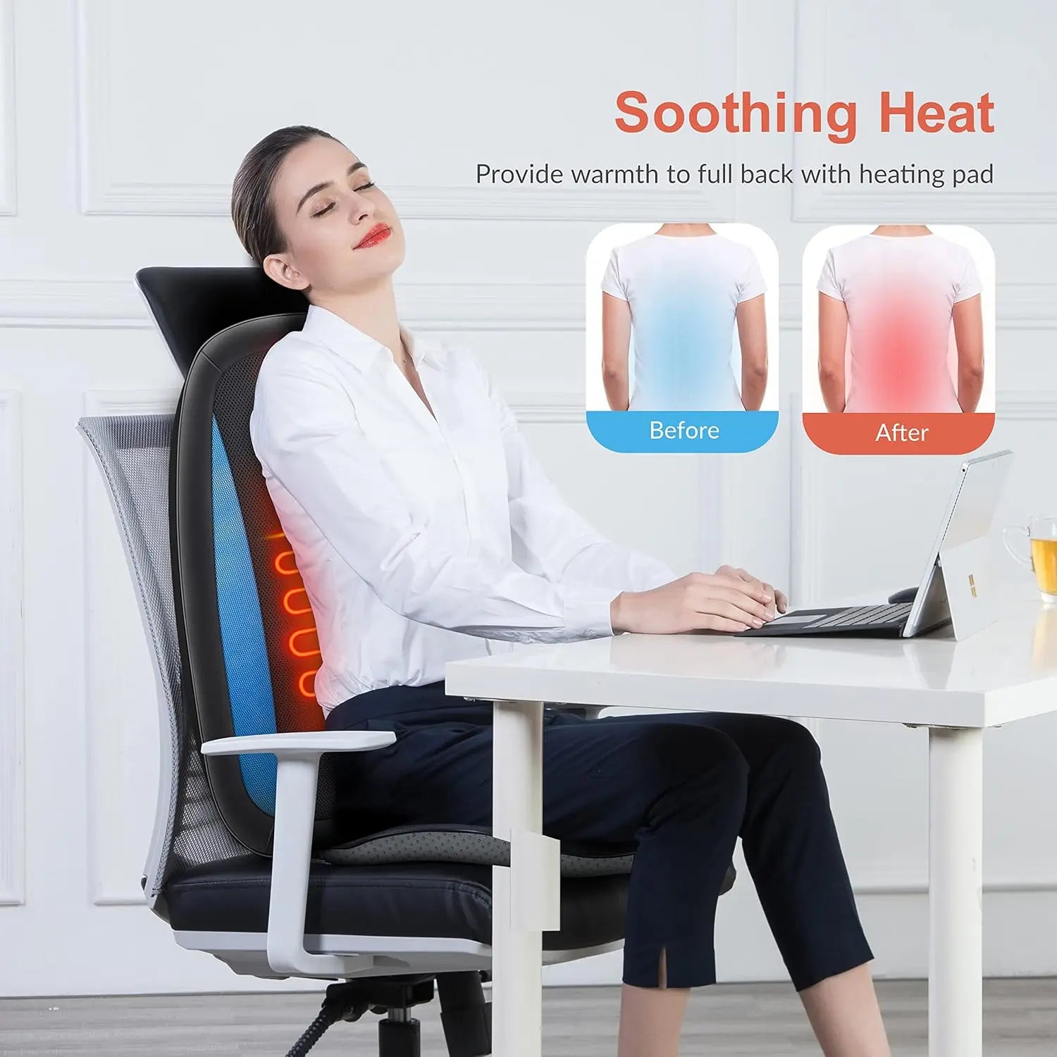 Shiatsu Back Massager with Heat,Deep Tissue Kneading Seat Cushion for Home or Office Chair,Valentine's Gift
