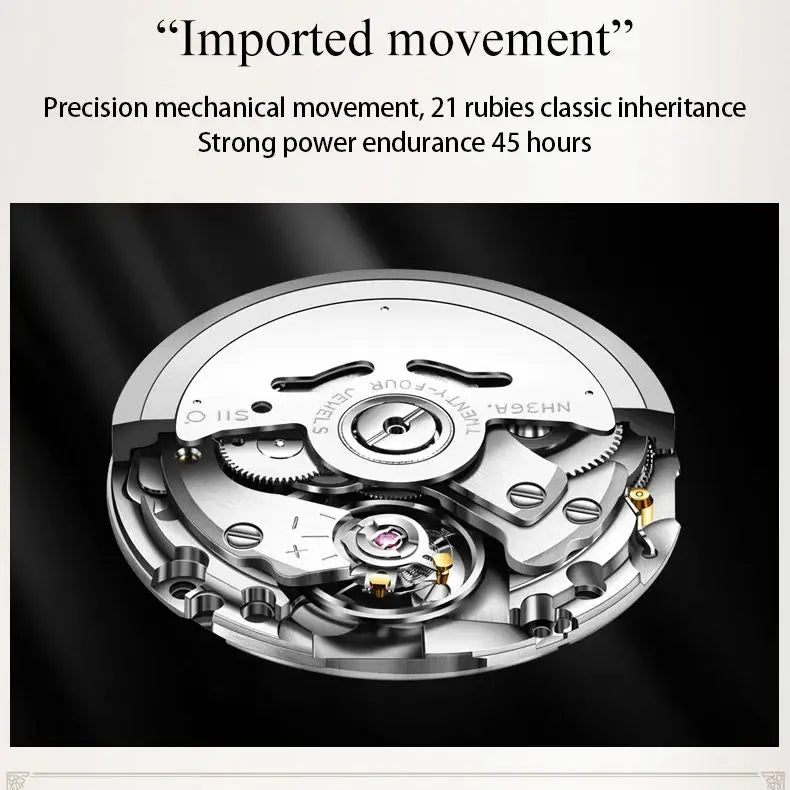 OUPINKE 3172 Mechanical Ladies' Watch Diamond Dial Auto Calendar Sapphire Mirror Imported Japan Automatic Movement  Set