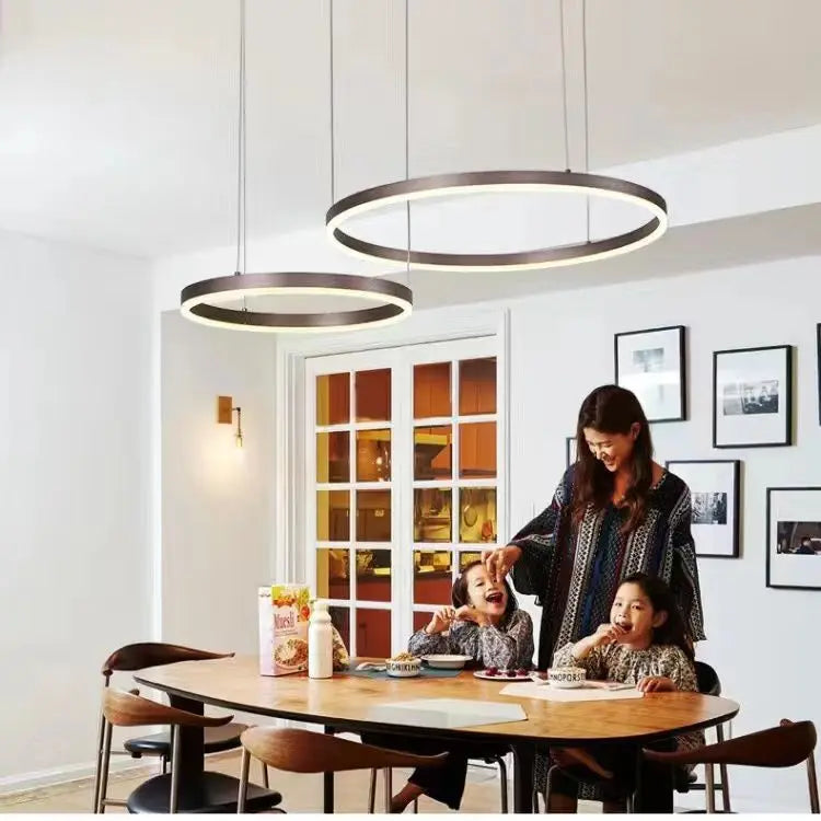 Nordic Modern LED Pendant Light Circle Lights for Interior Design Engineering Lighting Line Hang Ring Chandelier Lamps Aesthetic