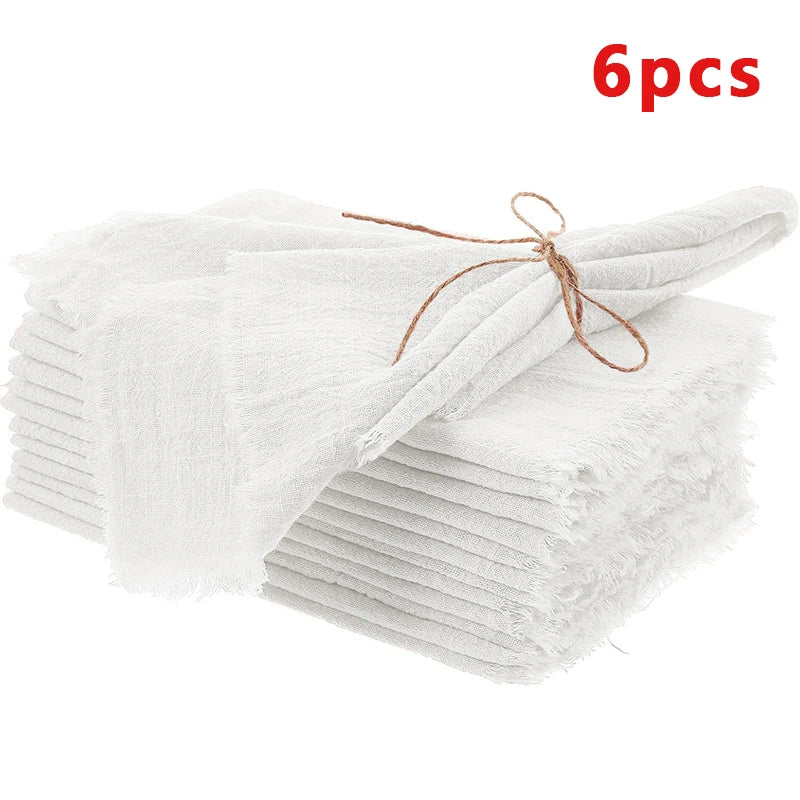 6/12pcs Vintage Rustic Napkins Retro Burr Soft and Absorbent Napkin Cloth Linen for Wedding Party Table Decorations 32x32cm