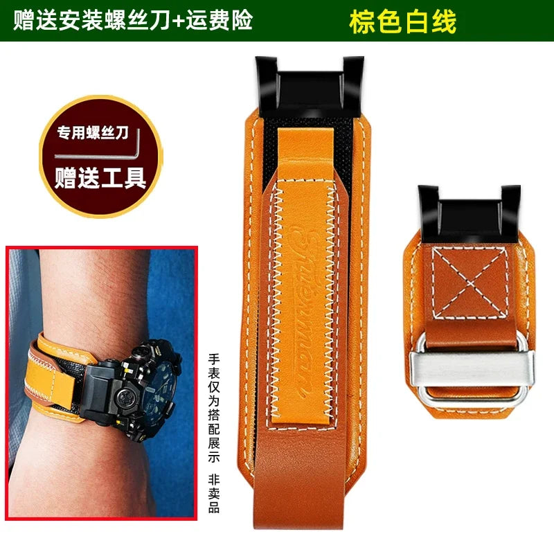 GWG-B1000 Modified Cowhide strap for Casio G-SHOCK third-generation Big Mud King for First /second generation GWG-1000/GWG-2000