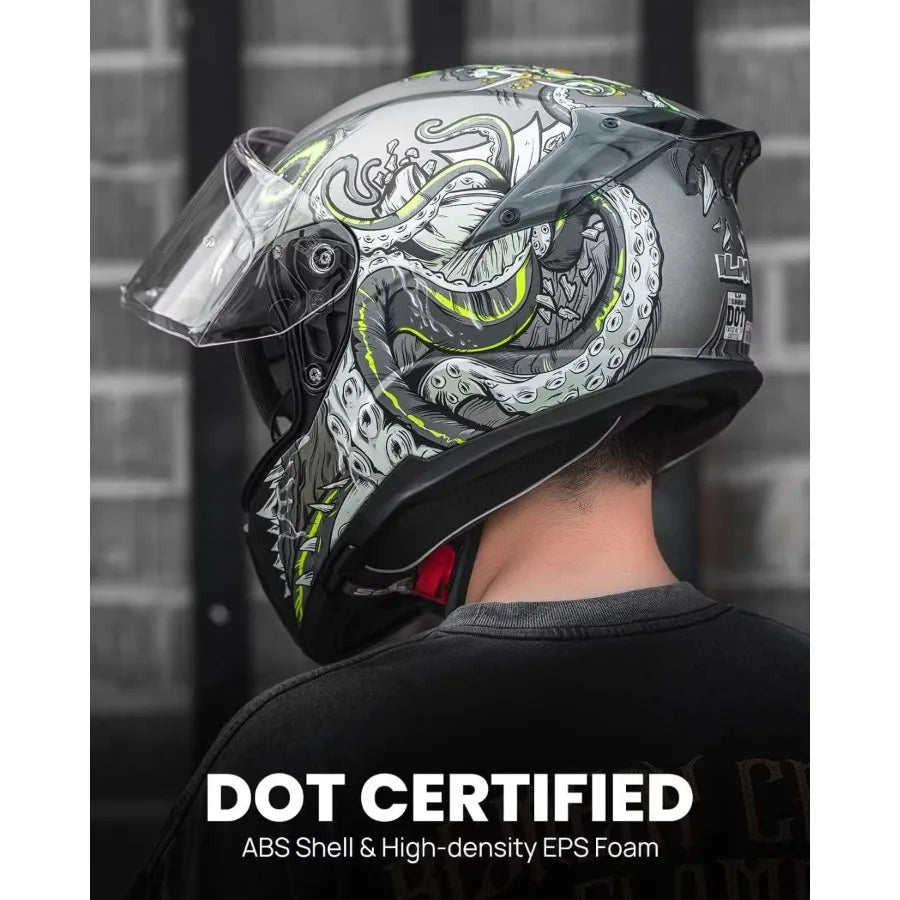 Full Face Dual Visor Motorcycle Helmets with Rear Wing Pinlock Compatible for Street Riding HighPerformance Protective Helmet w