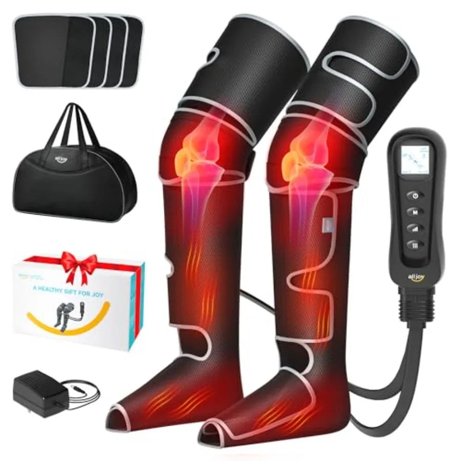 ALLJOY Leg Massager for Circulation and Pain Relief: Ideal for Daily Use at Home or Office Features Heat Therapy and Adjustable