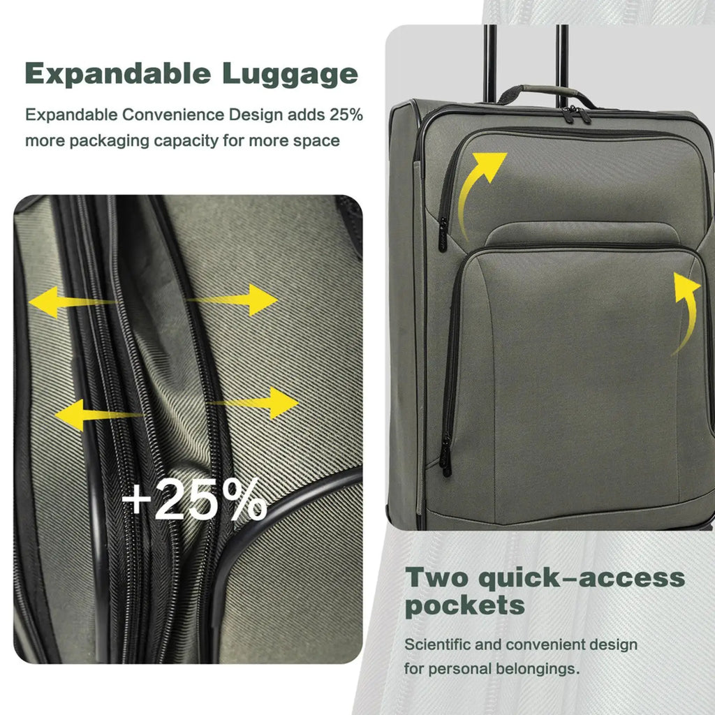 Softside Expandable Suitcase Set 5-piece Lightweight Rolling Luggage for Family Holidays and Business Trips