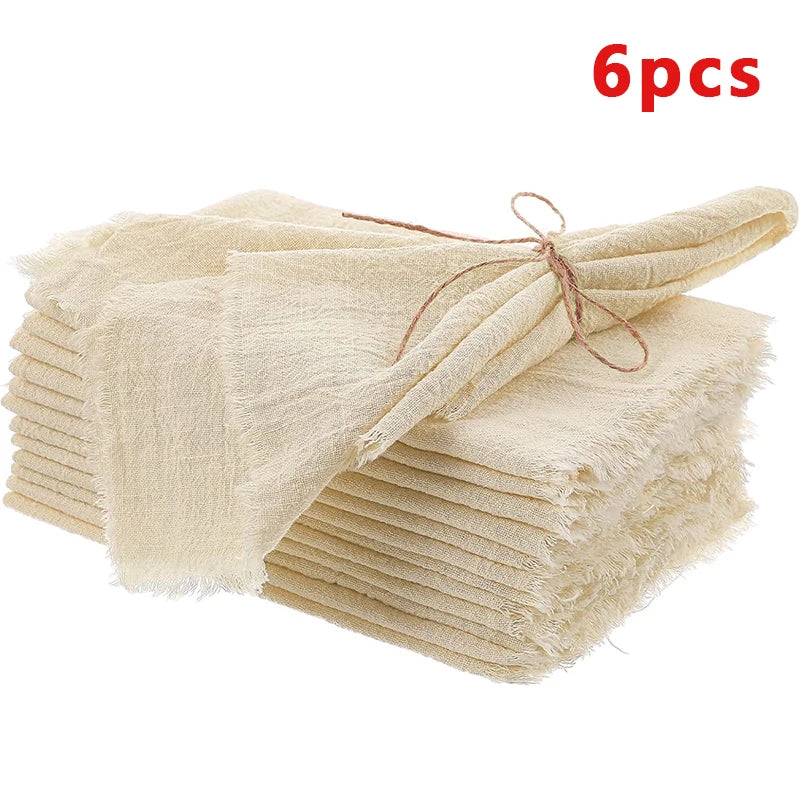 6/12pcs Vintage Rustic Napkins Retro Burr Soft and Absorbent Napkin Cloth Linen for Wedding Party Table Decorations 32x32cm