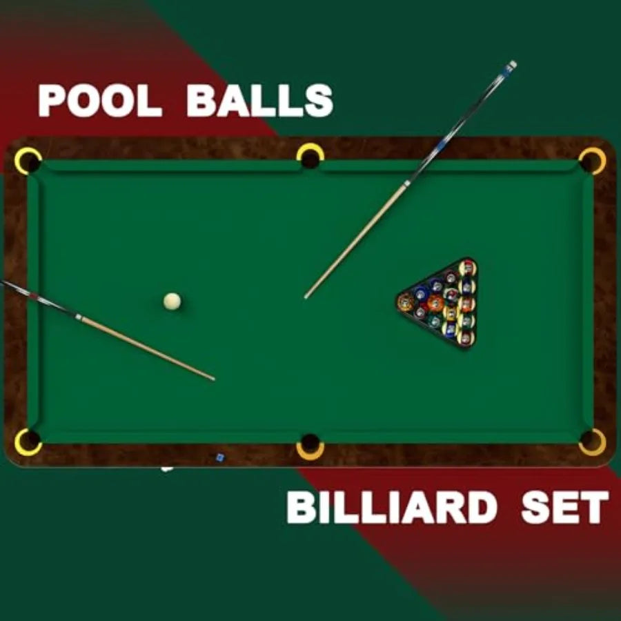 20 Pcs Pool Ball Billiard Accessories Set Included 16 Ball 2 Pool Cues Stick 2 Frame Table Billiard Balls Set for Christmas Adu