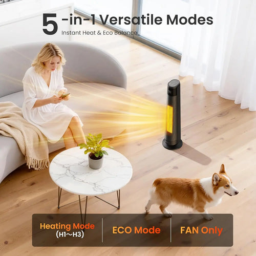 1500W Space Heaters for Indoor Use Large Room, WIFI Electric Heater with Voice Control, 5 Modes, ECO Thermostat, 12H Timer