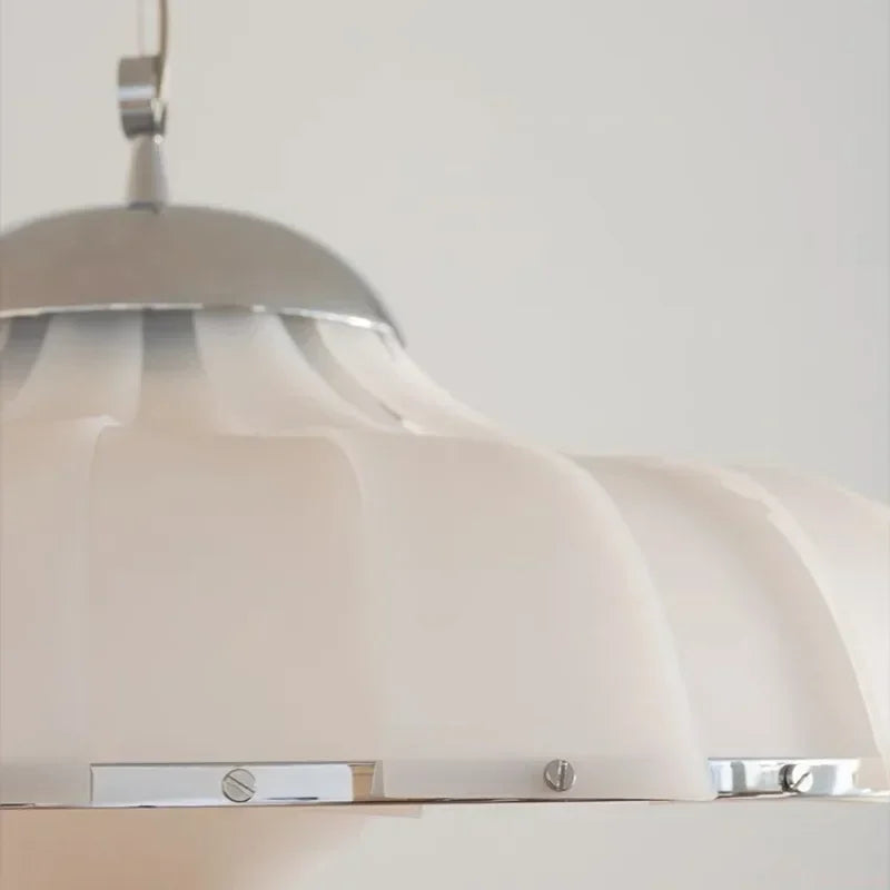 Middle Aged Style Double Layered Diffuse Reflection Soft Light Living Room Dining Room White Pendant Light Living Room