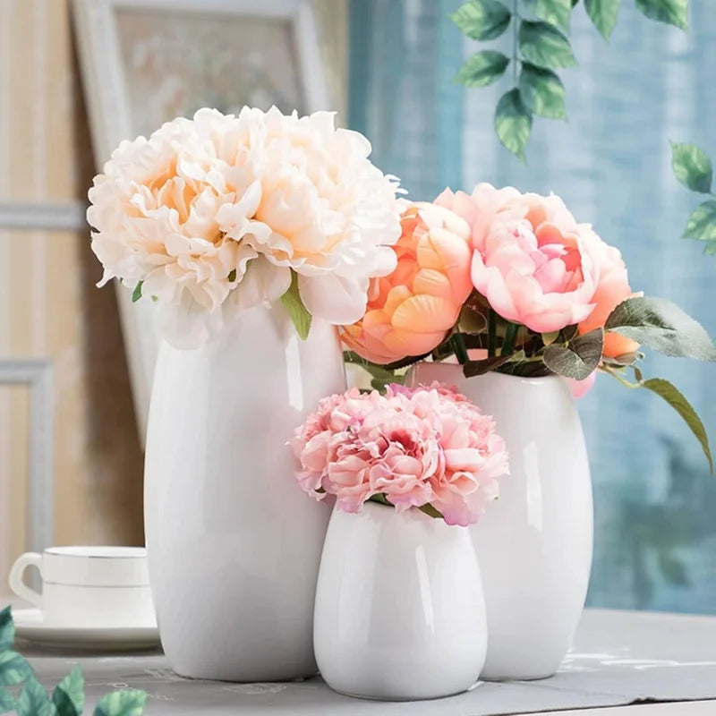 Ceramic Vase Set of 3 White Flower Vase for Home Decor, Modern Decorative Vases