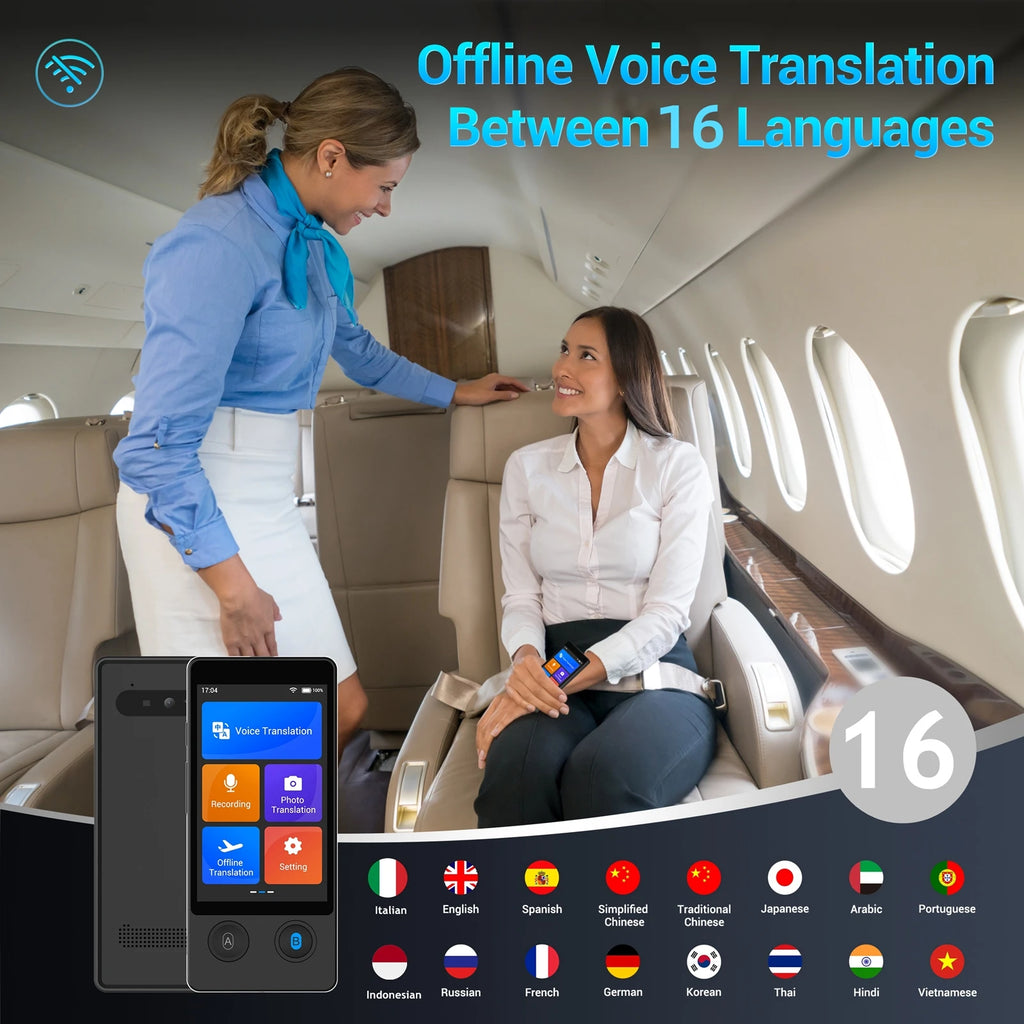 Wooask-W12 Voice Translator -144 Languages, Real Time Translation Device,16 Offline Packs, No WIFI Needed, Travel/Business Tool