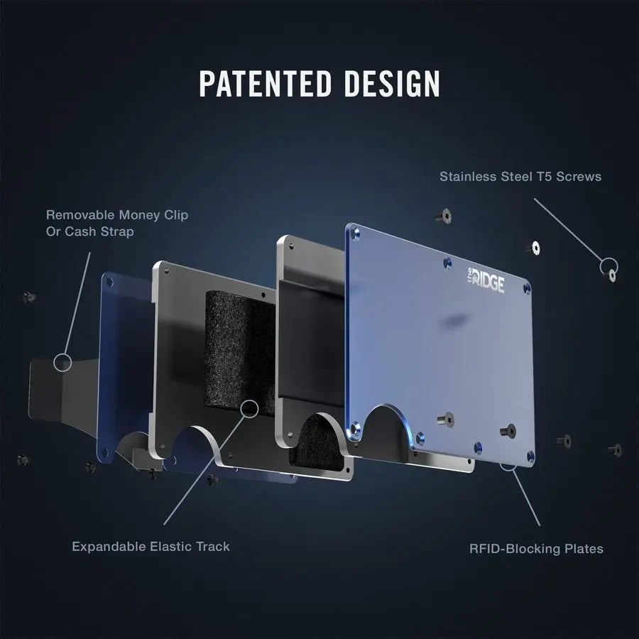 Edition, Mens Minimalist Aluminum Metal Wallet Rfid Blocking, Elastic, Slim Front Pocket Credit Card Holder with Both Cash Strap