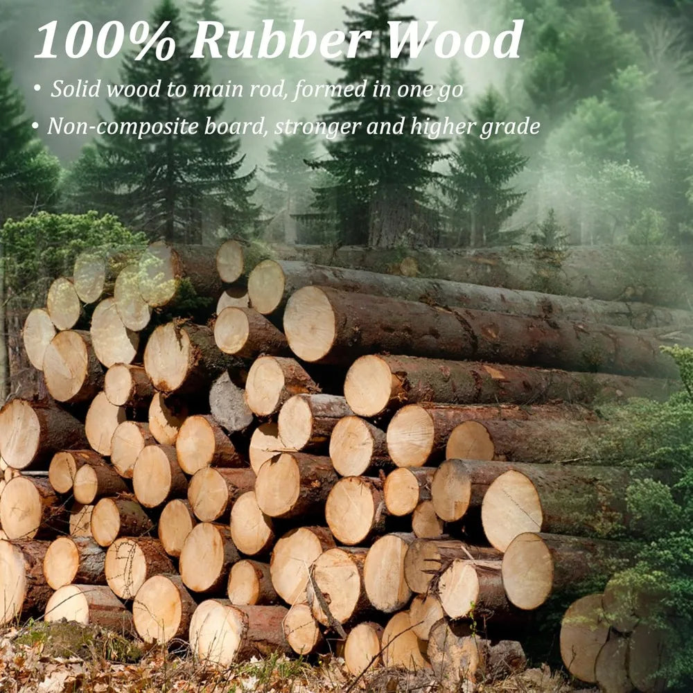 Wooden Freestanding Coat Rack with 11 Hooks, Sturdy Rubber Wood Hanger, Vintage Style