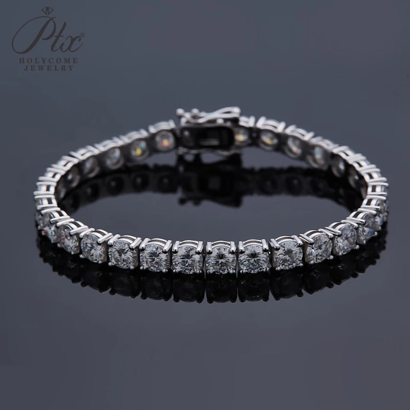 3/4/5/6.5mm Moissanite Tennis Bracelet Silver Color For Women Men Dazzling Crystal Hand Chain Wedding Gift Punk Fashion Jewelry