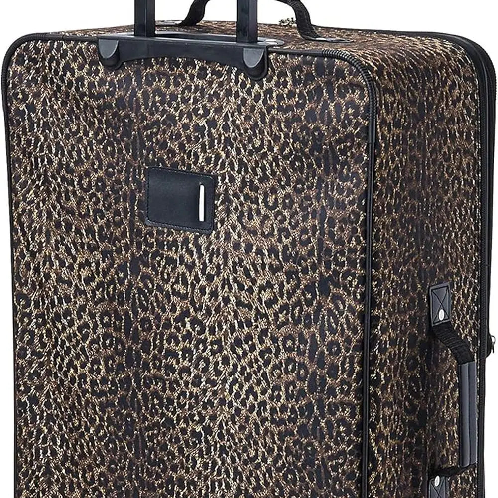 Leopard Print Rockland Jungle 4-Piece Luggage Set: 14, 19, 24, 28
