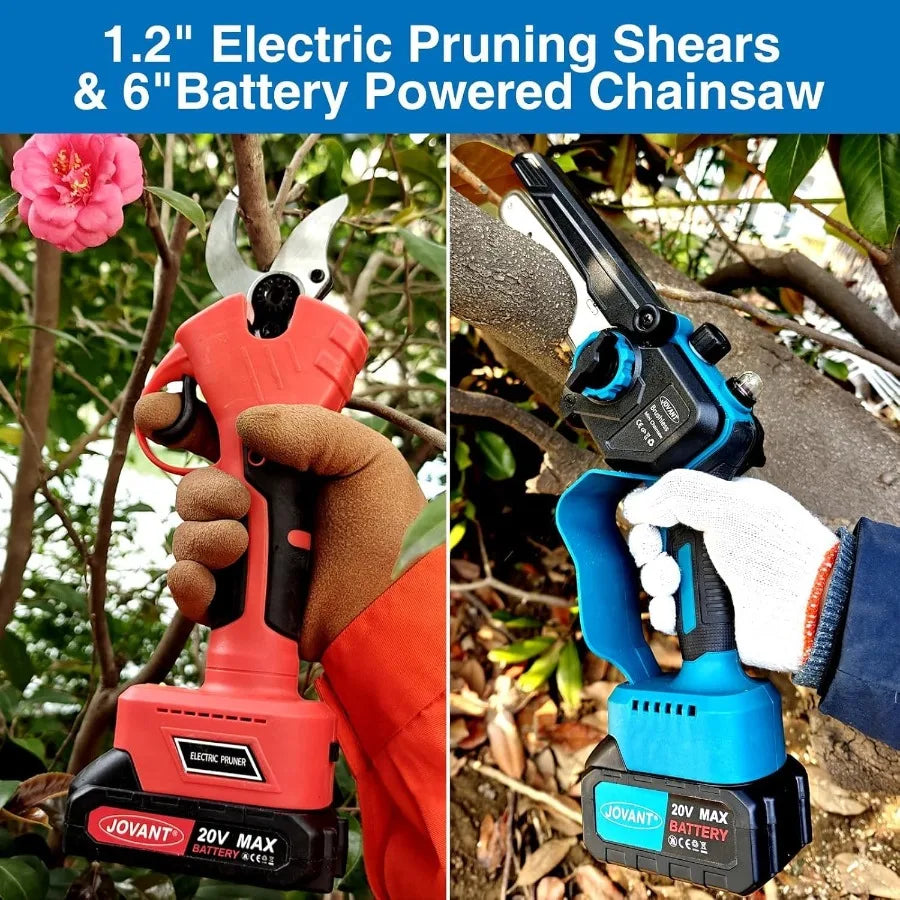 3in1 Pole Pruning Shears and Pole Saws for Tree Trimming with 15.3ft Reach Cordless Electric Pruning Tools Compatible with 20V