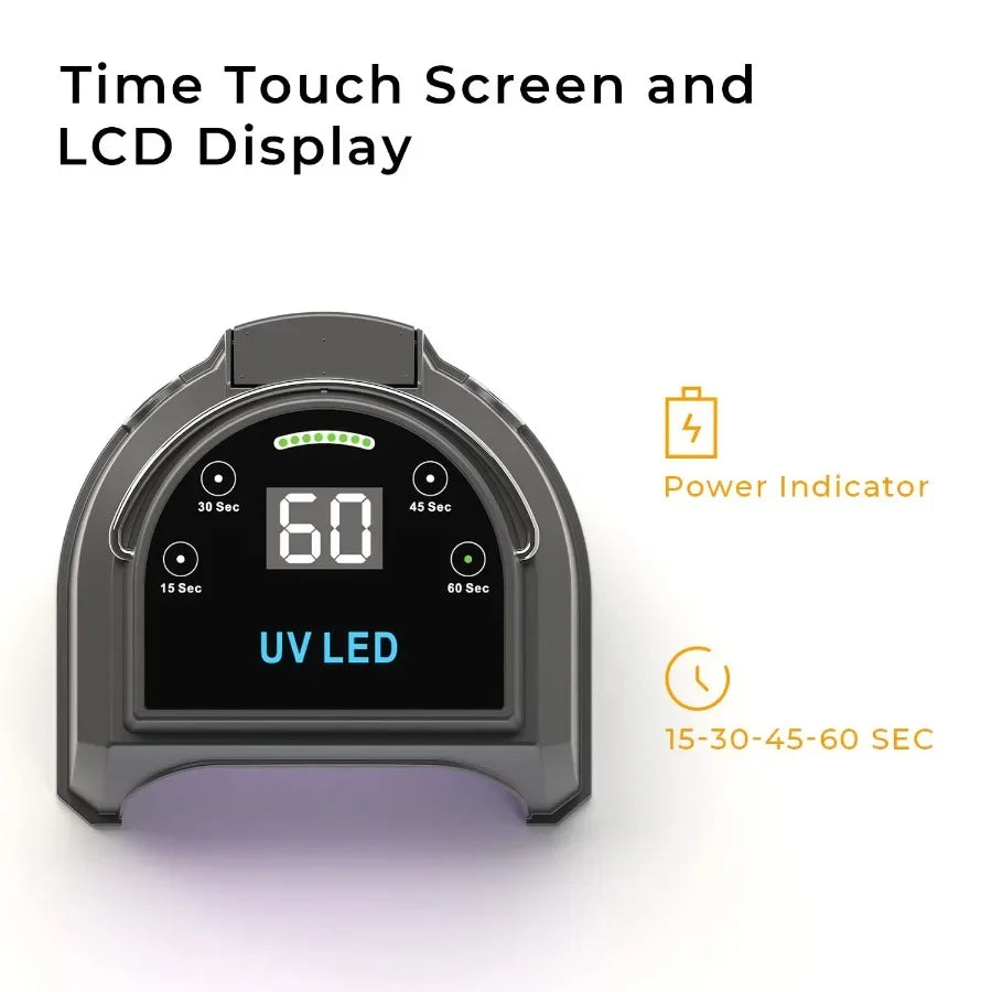 80W Professional Cordless UV LED Nail Lamp UV Lights for Nails with 45 Beads and Rechargeable Battery Portable LED Gel Nail Cur