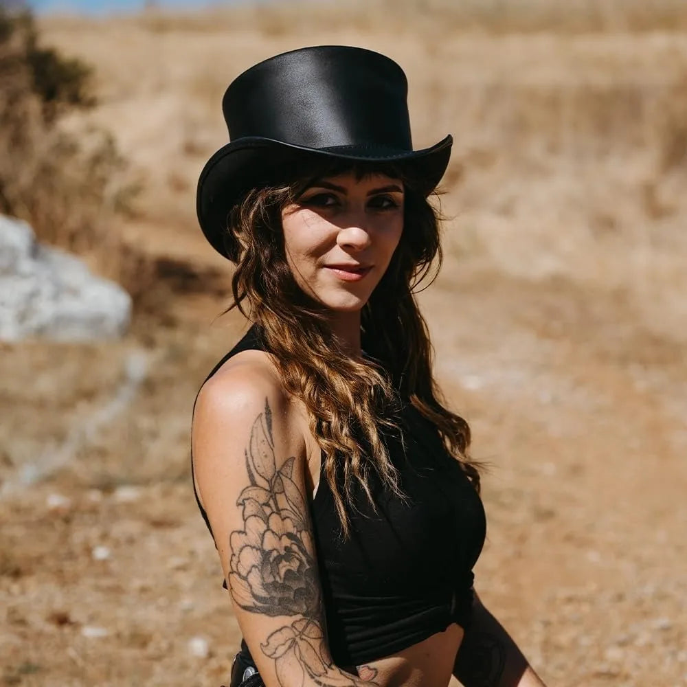 American Hat Makers El Dorado Top Hat – Leather Hat for Men & Women