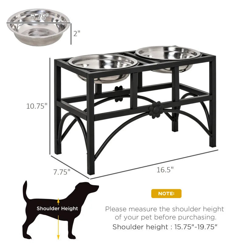 Double-layer Stainless Steel Dog Food Bowl  Elevated Pet Feeding Stand Promotes Digestion  Easy To Clean  Durable Material