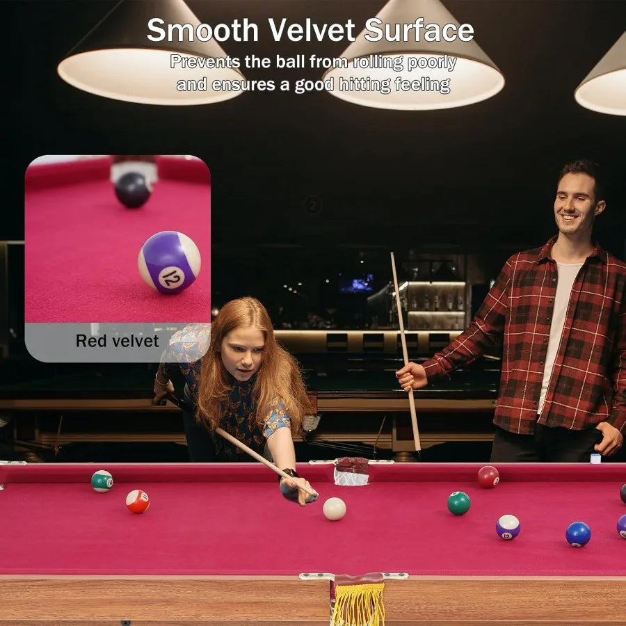 54 Portable Pool Table - Compact Wooden Billiard Table with 2 Cues Triangle Rack Chalk Brush - Ideal for Home Game Room Indoor