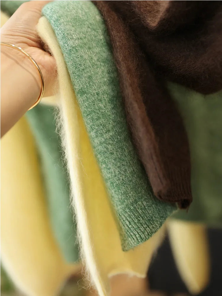 Women Fleece Wool Cashmere Sweater Cardigan Autumn Winter Round Neck Seamless Single Breasted Soft Knitwear