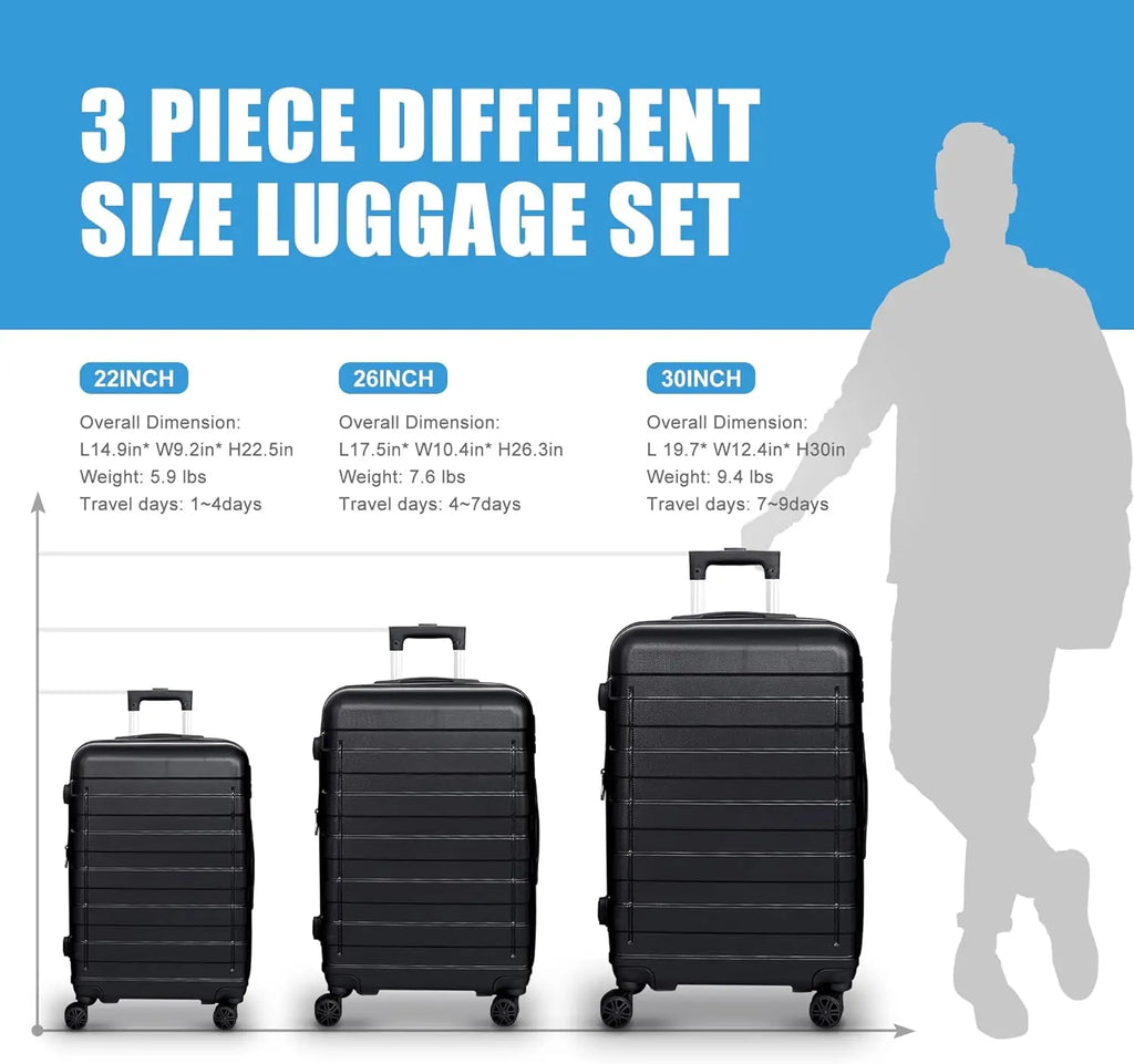 Luggage Set 3 Piece Hardside Expandable Luggage with Spinner Wheels Hardshell Lightweight Durable Suitcases Travel Carry Ons