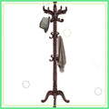 Sturdy Wooden Coat Rack with 14 Hooks, Adjustable Height Freestanding Hall Tree for Entryway Office