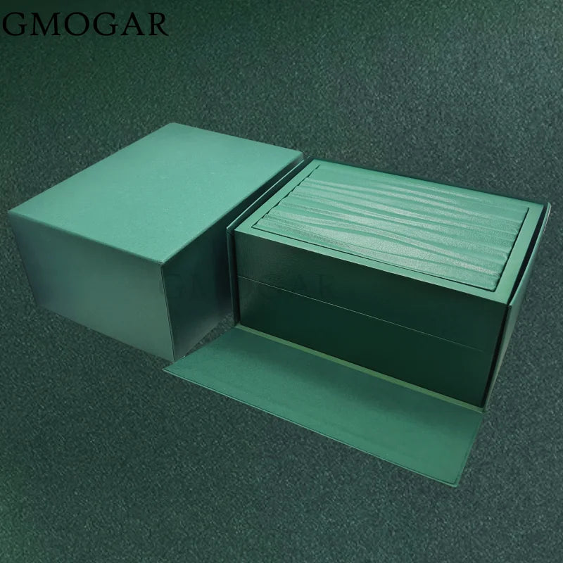 New Green Wooden Single Watch Display Case Bracelet Storage Organiser Box for Valentine Day Birthday Microfiber flannel No Logo