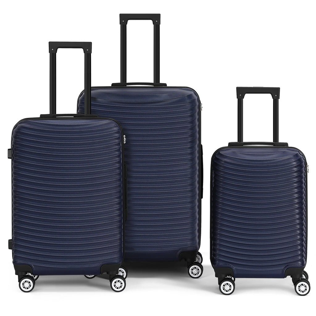 3-Piece ABS Hardshell Luggage Set w/TSA Lock - 28in Large Suitcase with Silent 360° Spinner Wheels, Check-In Travel Suitcase