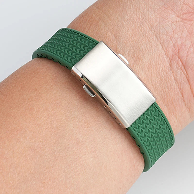 Convex End Fluoro Rubber Strap for Tissot PRX Series Super Player 40mm Men Quick Release Folding Buckle Replace Watch Band 12mm