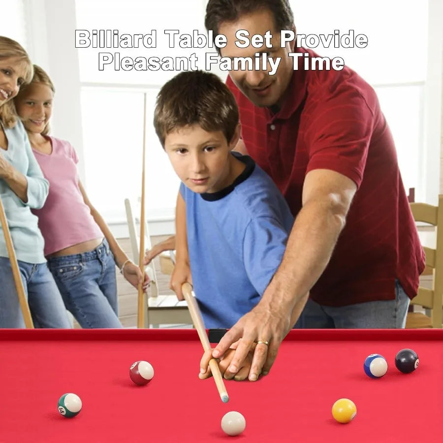 Portable Folding Pool Table with Locking Legs and Adjustable Feet Mini Billiard Game for Adults and Includes Balls Cues Triangl