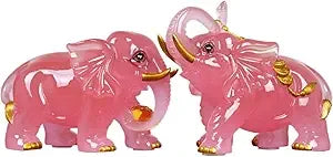 Pair of Jade Elephant Figurines for Home Decor, Wealth Attraction, Ideal for Living Room, Entranceway, TV Cabinet, and Housewarm