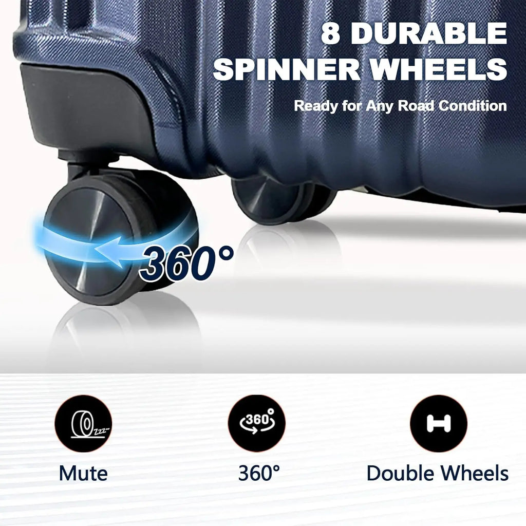 3-Piece Hardshell Luggage Set with Double Spinner Wheels, Expandable ABS+PC Suitcases, TSA Lock for Women Men Family Travel