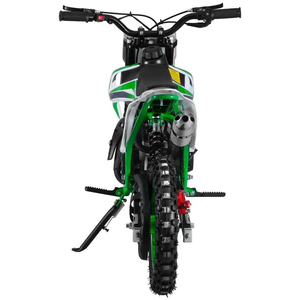 49cc 2-Stroke Kids Dirt Bike Gas Power Motocross, Off Road Mini Motorcycle, Pocket Motorbike with Front Rear Disc Brakes (Green)