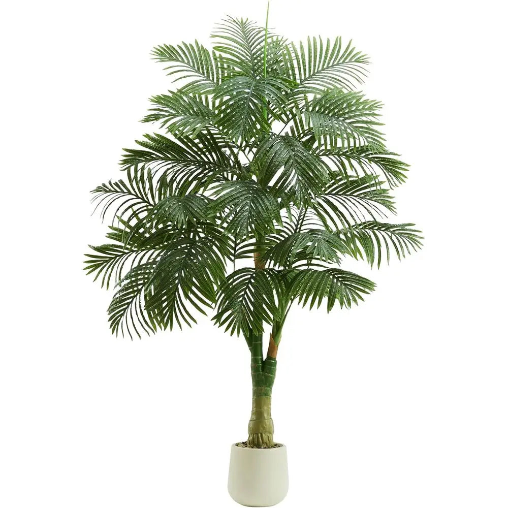 Golden Cane Palm Tree 6FT Tall Fake Plant Large Tropical Palms with 3 Realistic Trunks, Faux Palm Plant Artificial Tree in Pot f