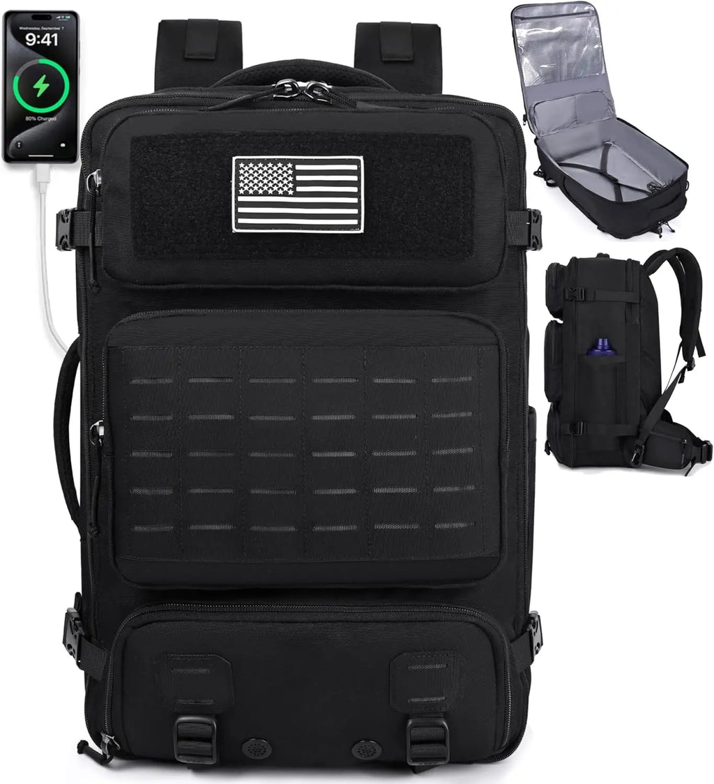 Mens 40L Travel Backpack TSA Approved USB Charging Port Water-resistant Convertible Duffle Luggage Bag Fits 17.3' Laptop