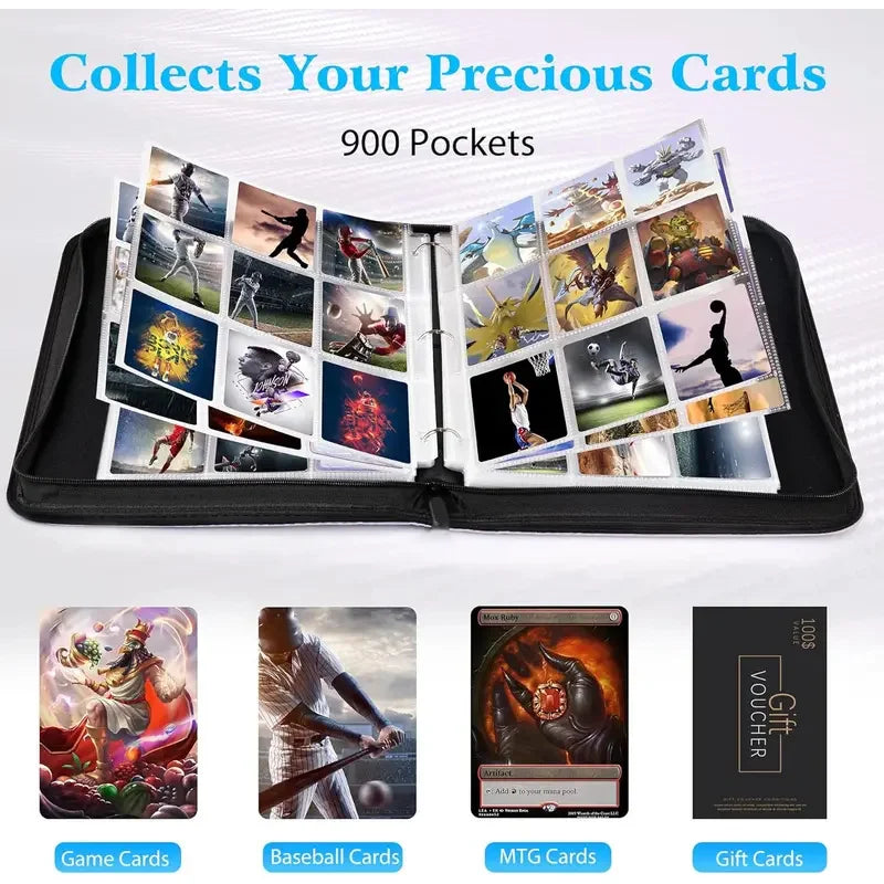 900 Pocket Zipper Card Binder - Double Sided TCG/CCG Card Holder, Portable Storage Case with Zipper2026
