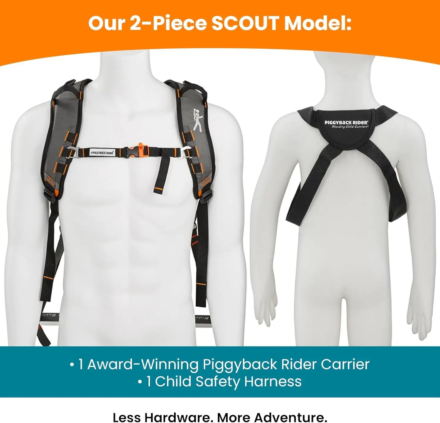 Scout Standing Toddler Carrier Backpack - 2-Piece Bundle for Hiking & Travel with Secure Child Safety Harness Included - for Age