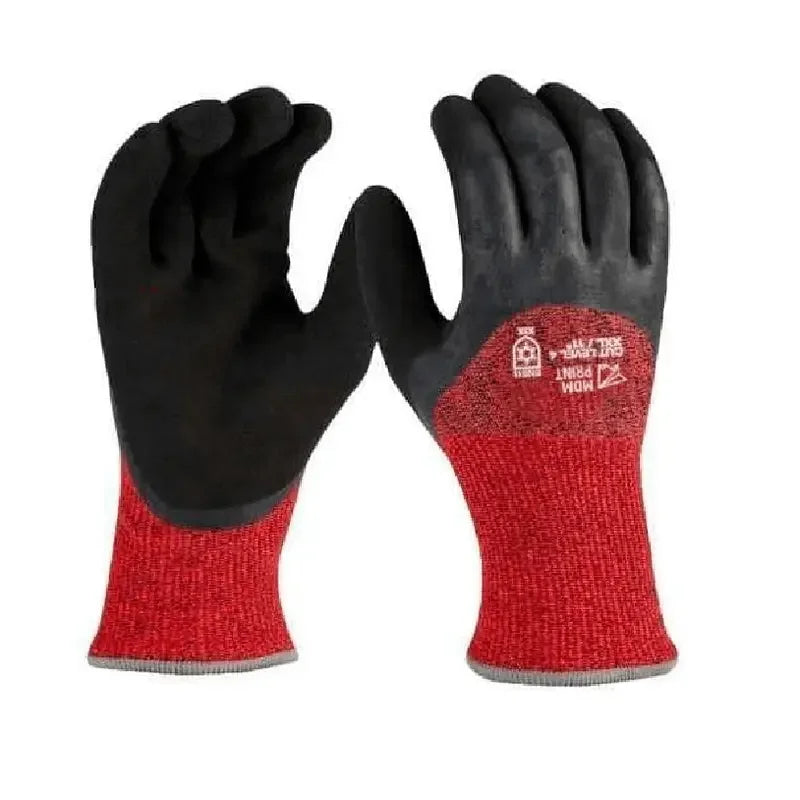 Cut Level 4 Winter Insulated Dipped Gloves - 2X-Large (12 Pairs), A1 Cut Level, 15 ga, Red/Black
