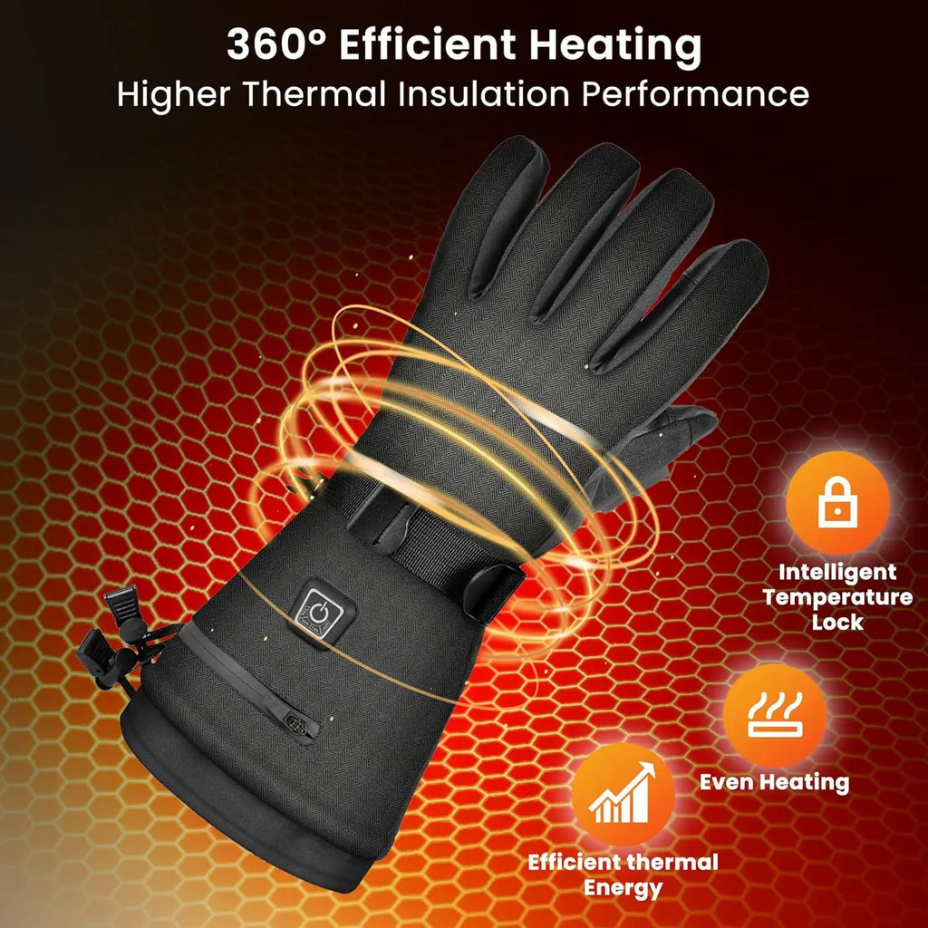 Heated Gloves for Men Women, 7.4V Rechargeable Electric Gloves, Touchscreen Waterproof Winter Ski Hunting Hiking Gloves