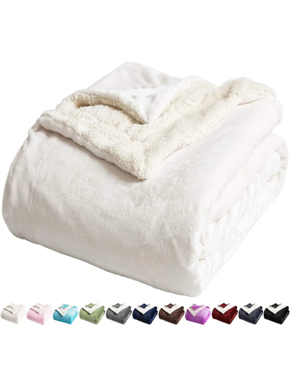 Queen Sherpa Fleece Blanket – Super Soft, Reversible Plush Throw for Bed or Couch