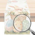 Easter Bunny Eggs Linen Table Runner Easter Rabbit Table Runner Easter Bunny Spring Linen Table Runner Holiday Party Decor