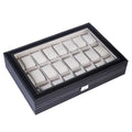 24-Slot Luxury Watch Box – High-End Leather Watch Case with Glass Top, Wooden Interior & Cushioned Slots for Collector's Storage