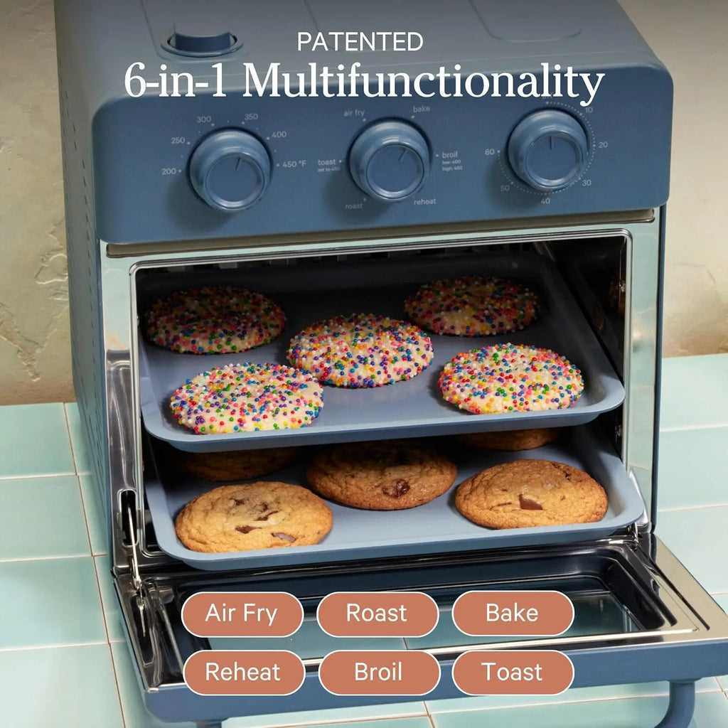 6-in-1 Air Fryer Toaster Oven with Steam Infusion, Non-toxic PFAS-Free, Blue Salt