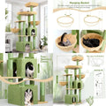 Sturdy 68 Cat Tower for Large Indoor Cats, Heavy-Duty with Extra Large Platform and 5 Scratching Posts, Green S68