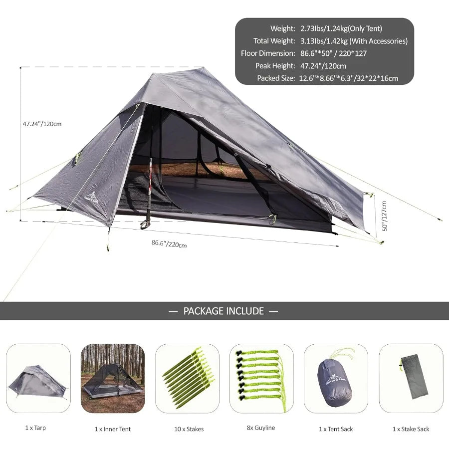 Altair Two Ultralight Backpacking Tent 2 Person Trekking Pole Backpacking Tent Waterproof Compact 3 Season Double Wall Shelter