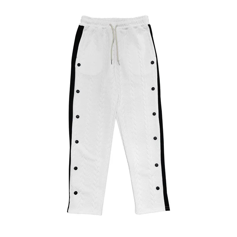 New Men's Textured Jacquard Pants Single-breasted Loose Casual Pants Versatile Sweatpants