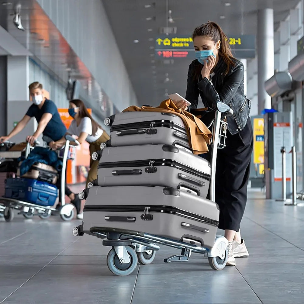 3-Piece Luggage Set Travel Lightweight Suitcases with Rolling Wheels, TSA lock & Moulded Corner, Carry on Luggages for Business