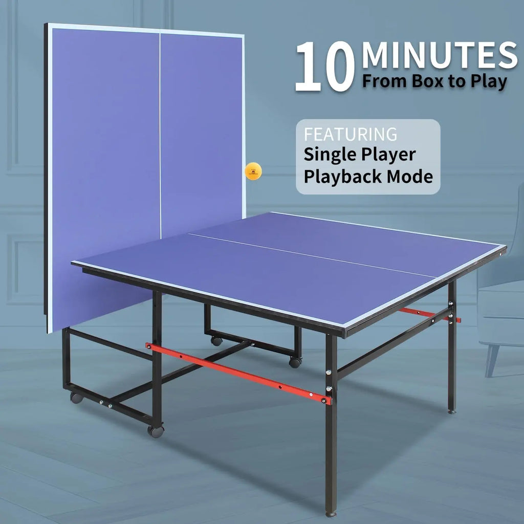 Portable Collapsible Table Tennis Table Set 8FT Indoor/Outdoor Ping Pong Table for Family Recreation & Gifts Quick Assembly