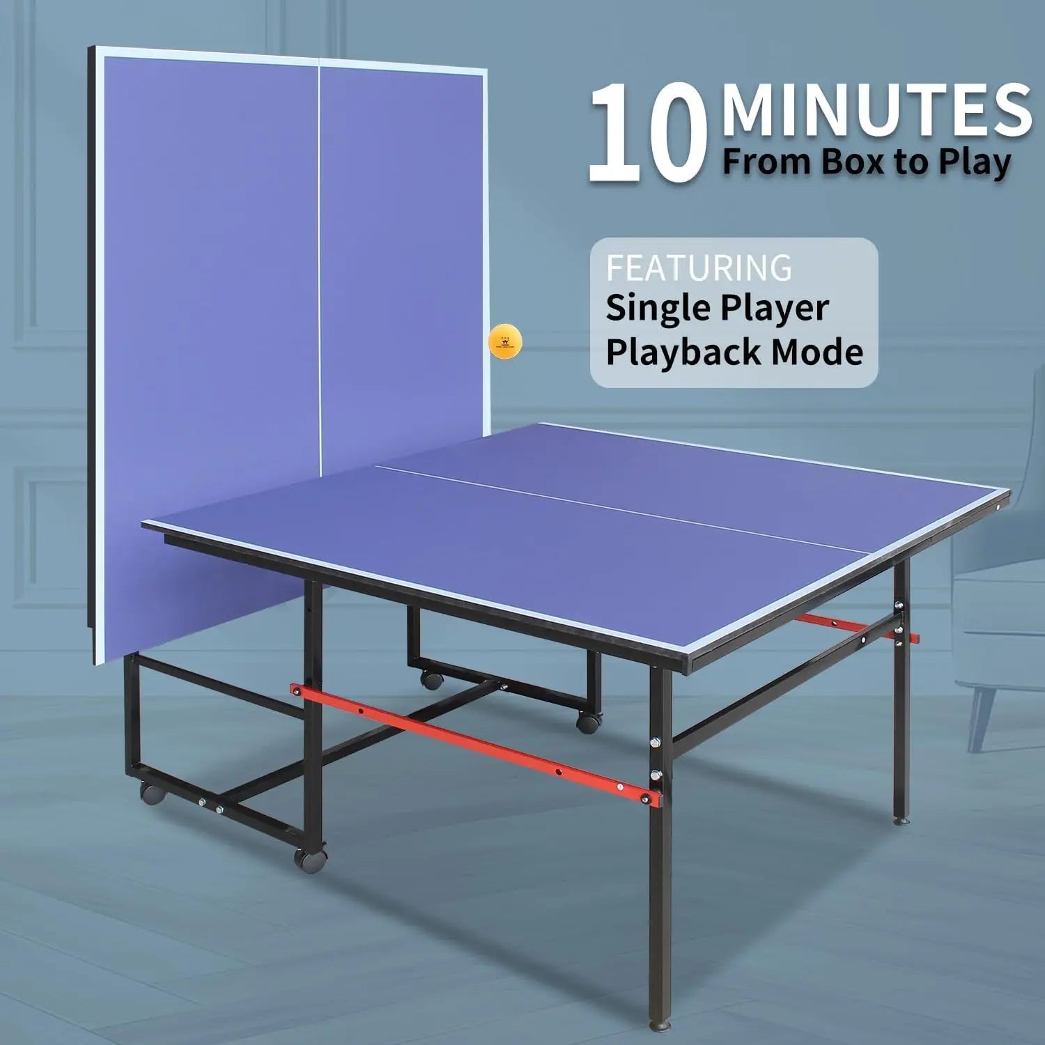 Portable Collapsible Table Tennis Table Set 8FT Indoor/Outdoor Ping Pong Table for Family Recreation & Gifts Quick Assembly